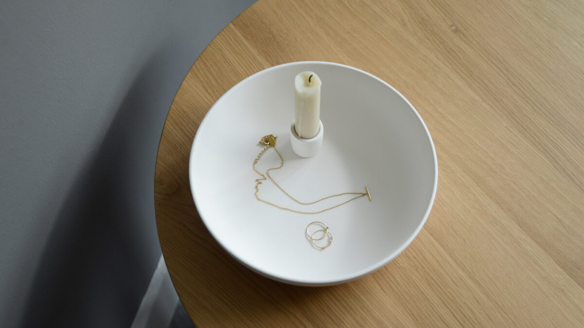 ceramic dish candle holder ivory white colour