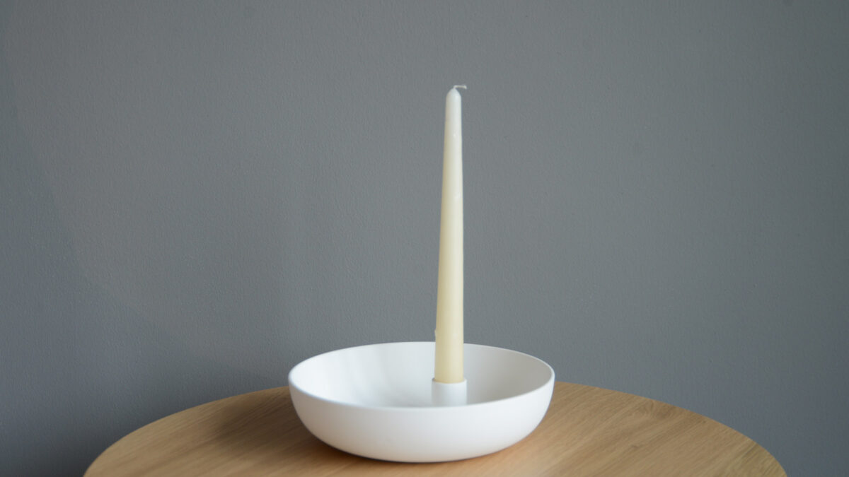 ceramic dish candle holder ivory white colour