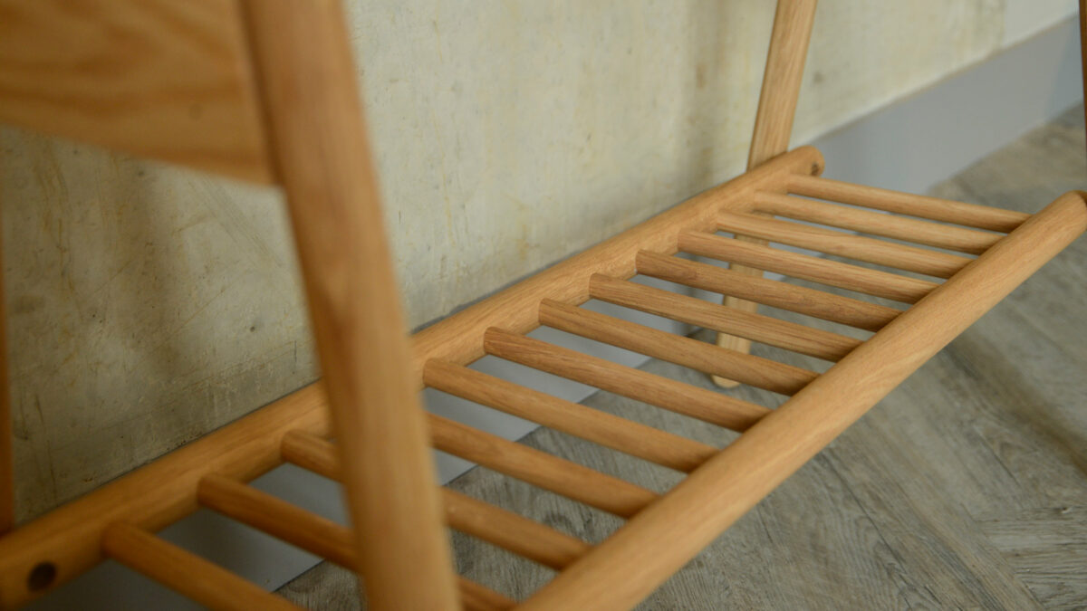 Wireworks Oak Rail Storage Rack Detail