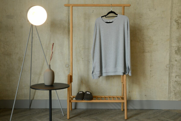 Wireworks Oak Rail with Sweatshirt and Slippers and Tripod Lamp