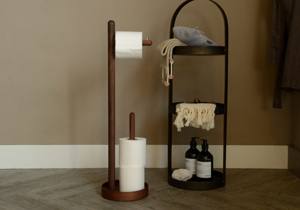 Slimline Toilet Roll Holder Oak or Walnut Natural Bed Company