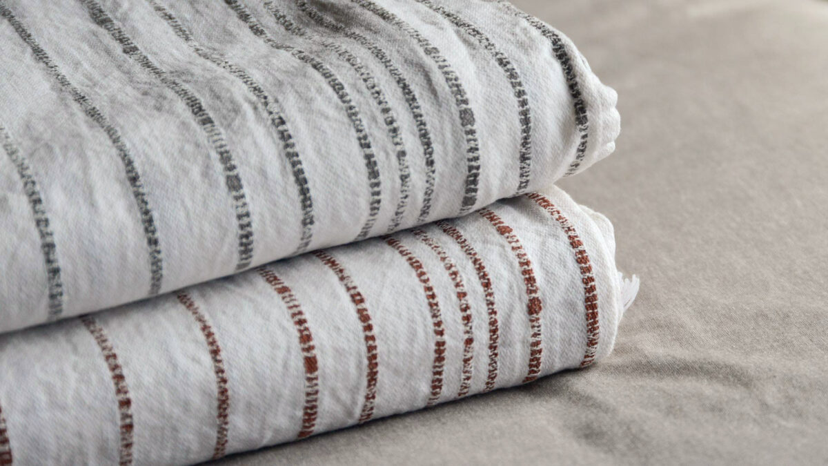 Woven Stripe Throws cotton STACK 1