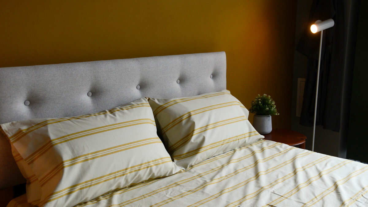 Yellow Striped Fitted Sheet PC Set Wide
