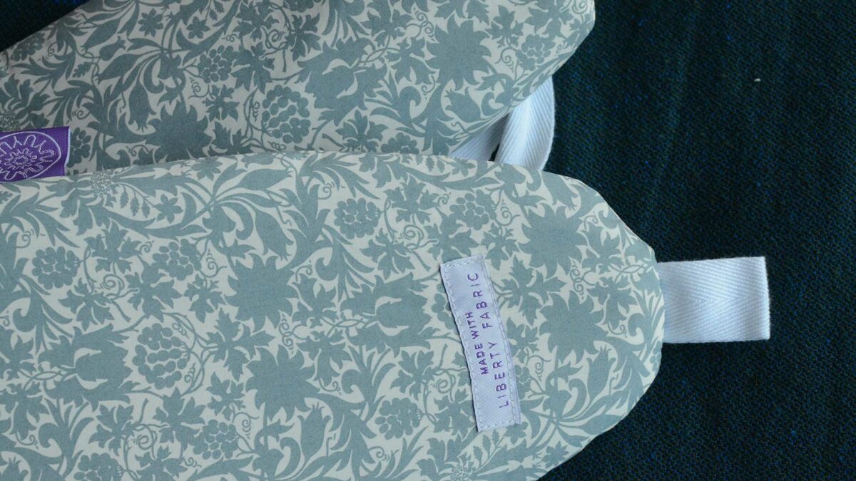 YuYu hotwater bottle liberty print duck egg detail