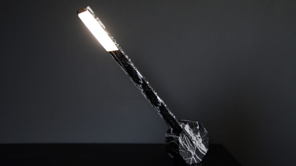 adjustable LED task lamp in black marble effect finish