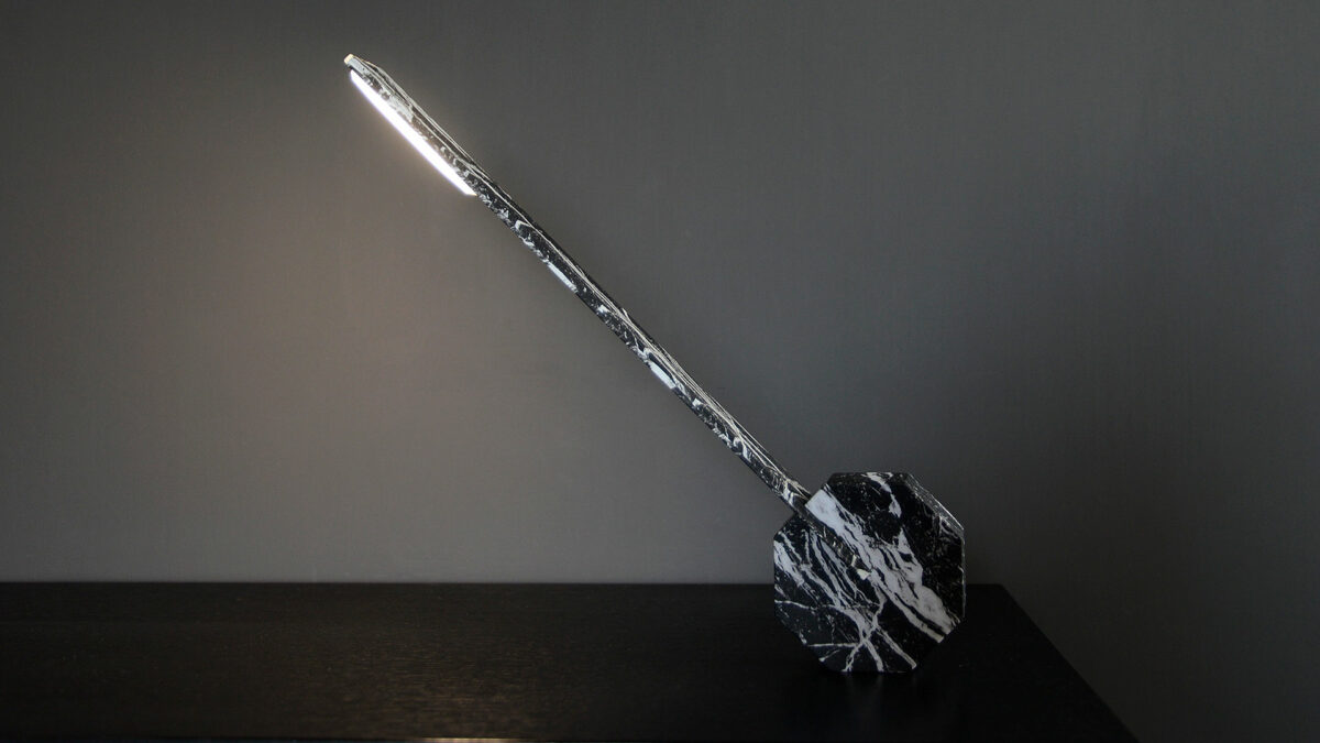 adjustable LED light on black marble