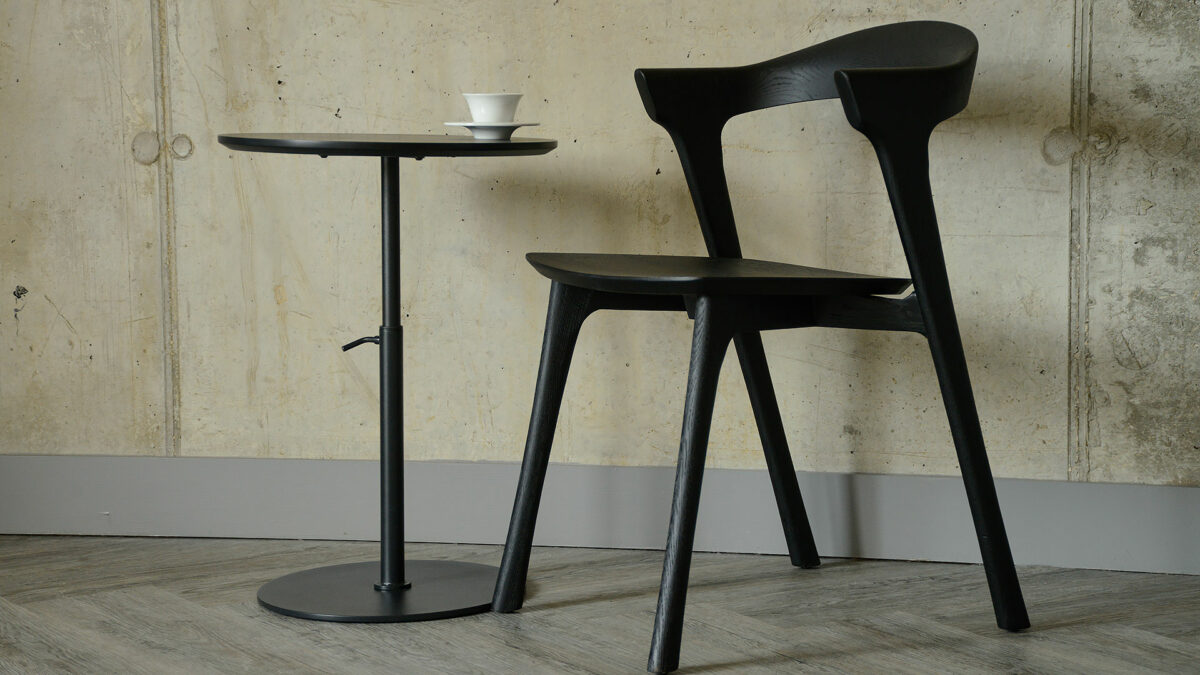 adjustable side table black wood