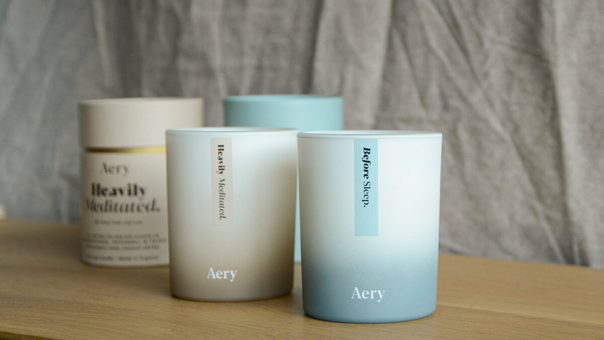 aery candles with packaging