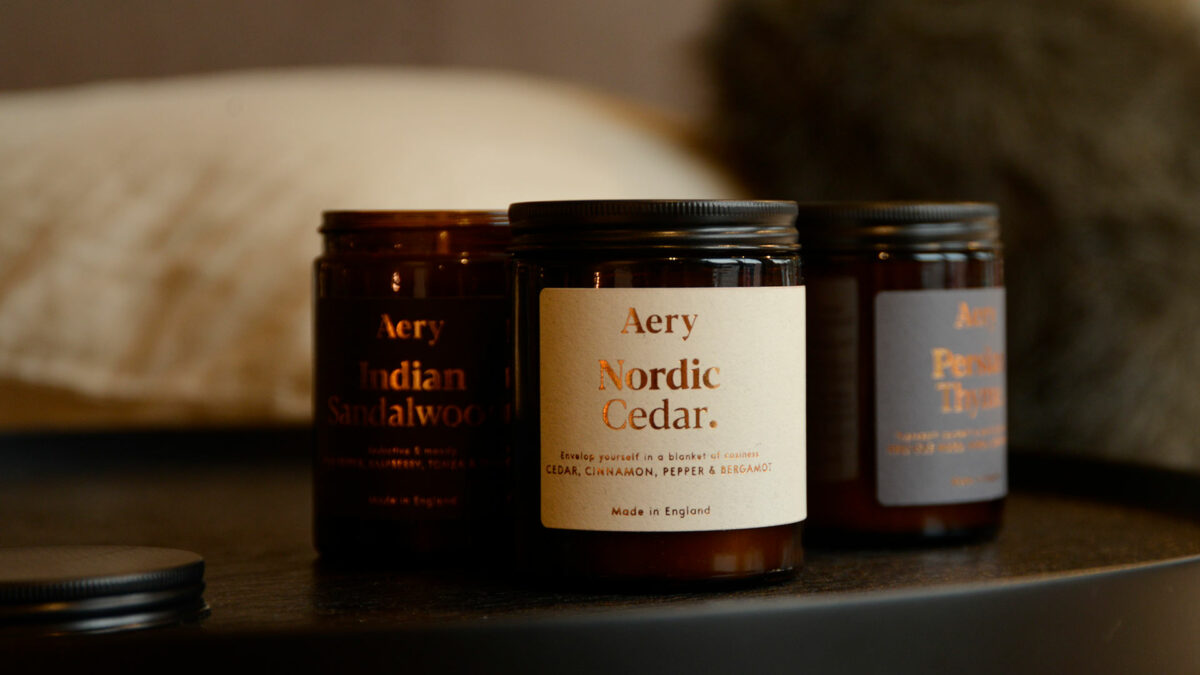 Aery luxury scented candles in glass jars