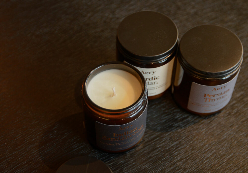 Aery Scented Candles Amber Glass Jars Natural Bed Company