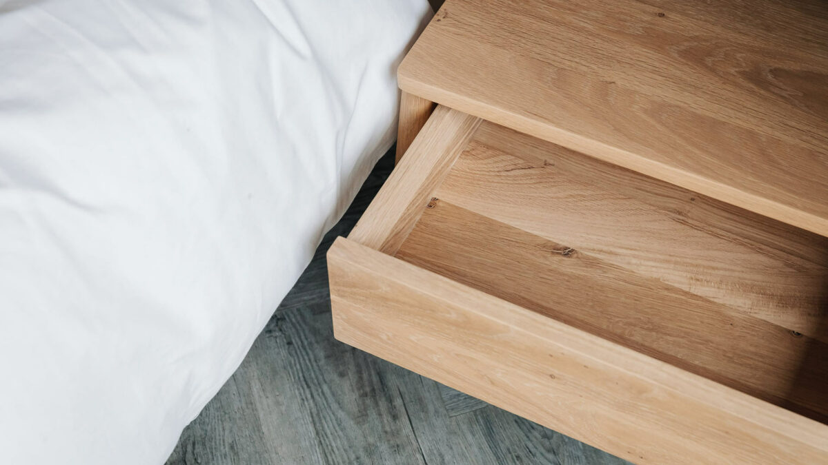 air bedside table drawer open