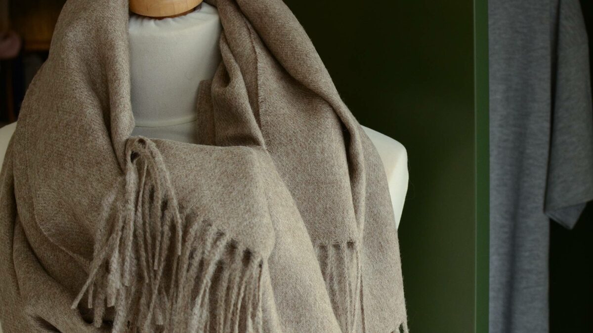alpaca stole natural brown