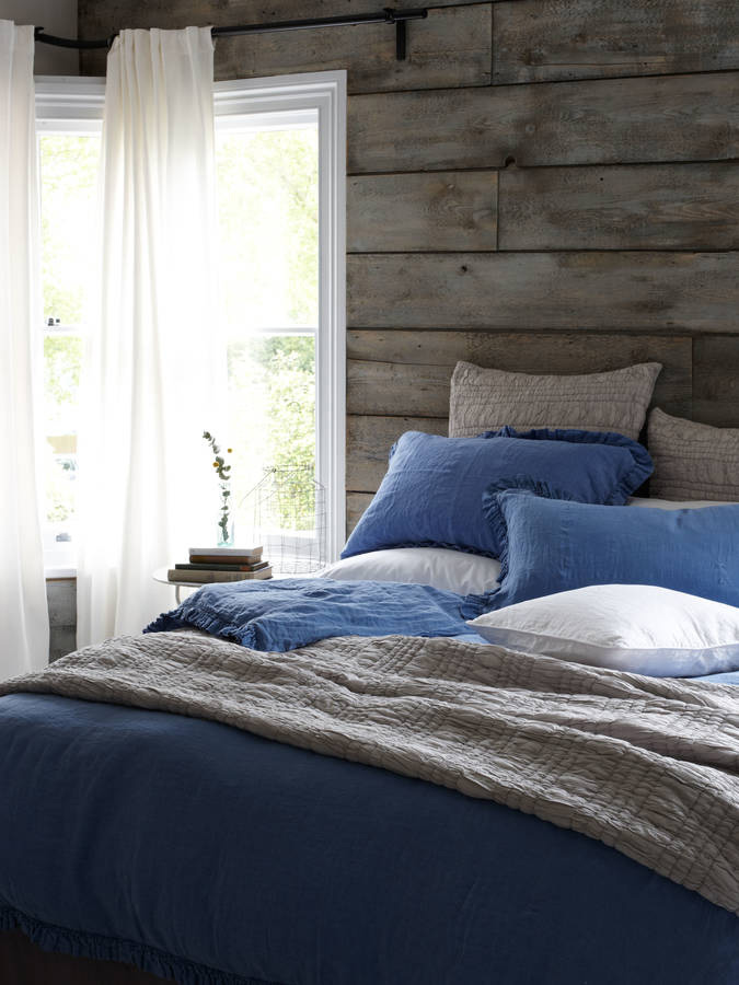 blue linen bedding from Natural Bed Company