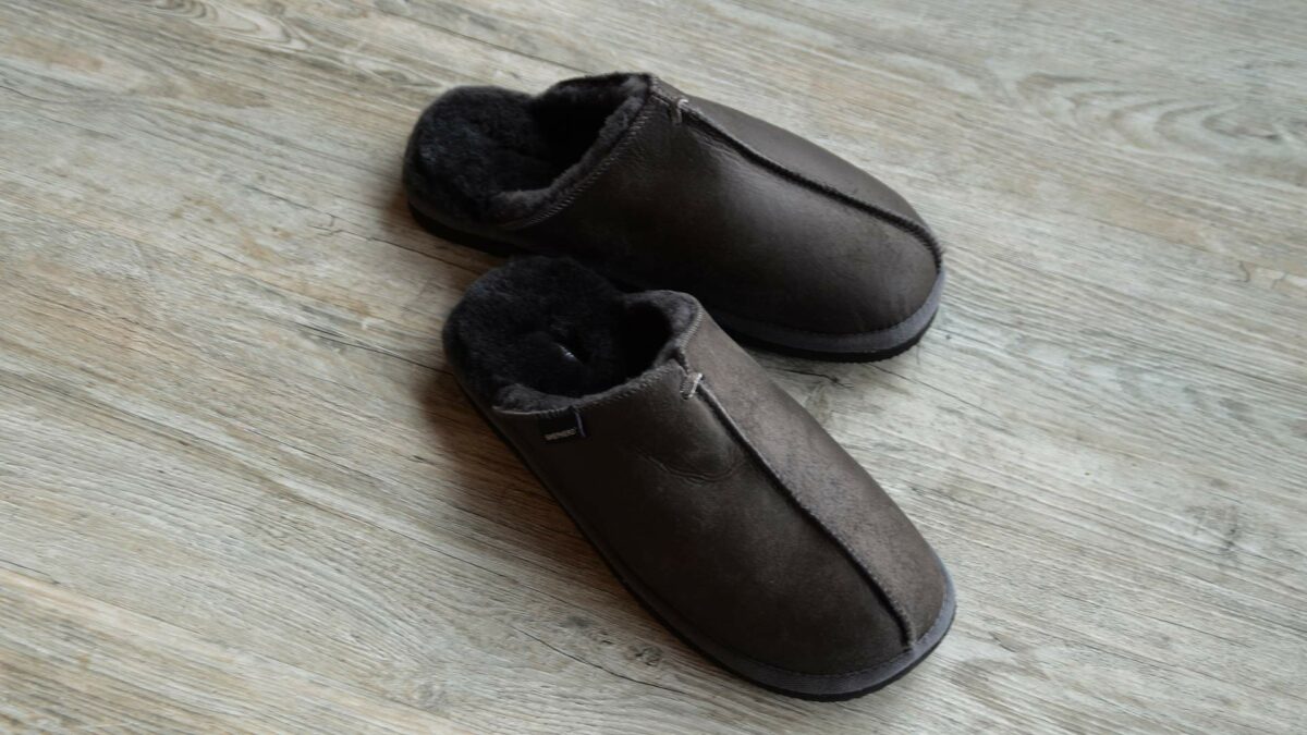 antique brown and charcoal slippers for men