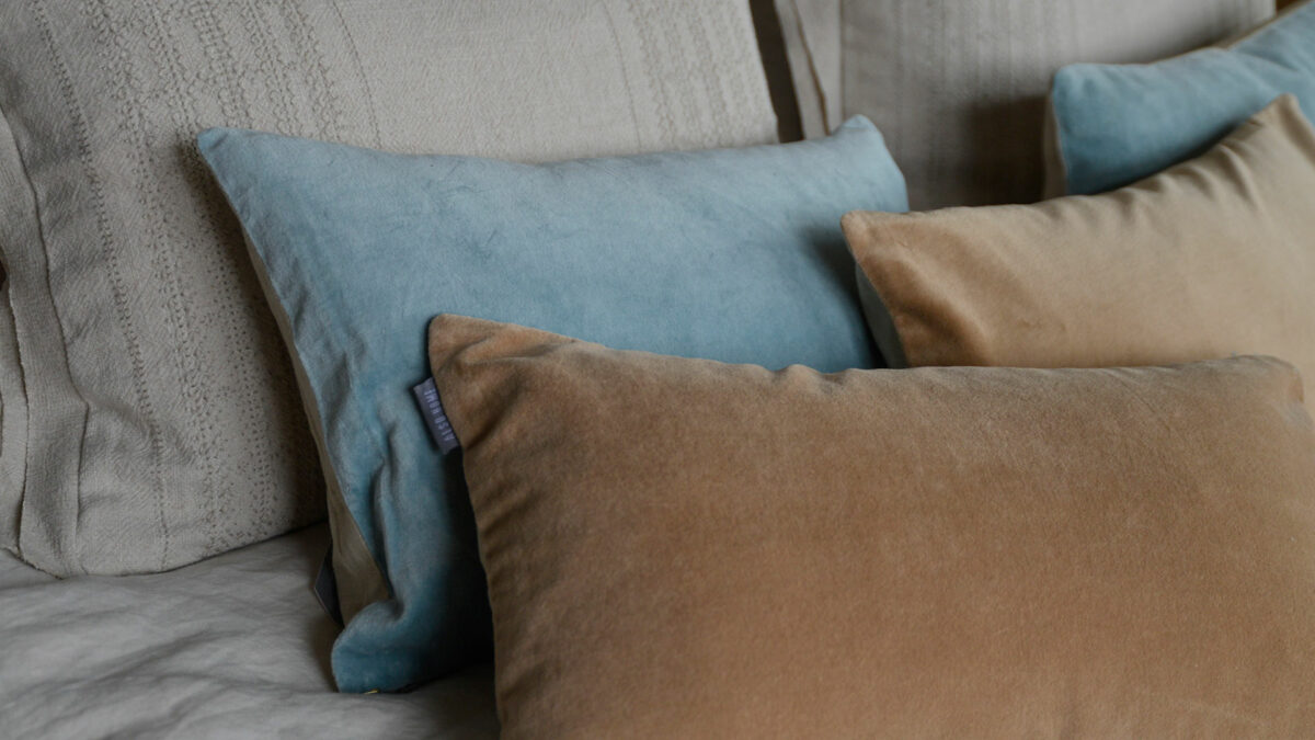 aqua-and-caramel-velvet-cushions