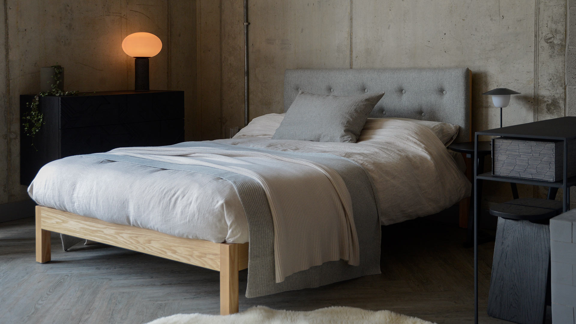 Arran Bed with Pure Wool Covered Headboard