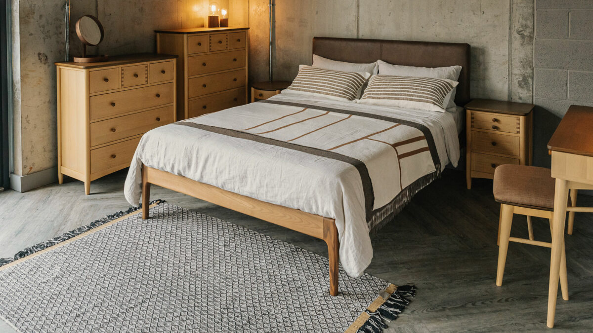 arts and crafts furniture range with faux leather Bloomsbury bed