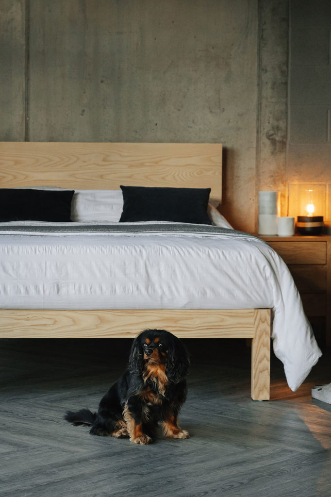 Contemporary solid ash chunky wooden Bamford bed