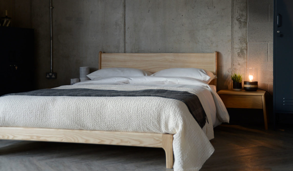 ash Carnaby low bed with tall headboard