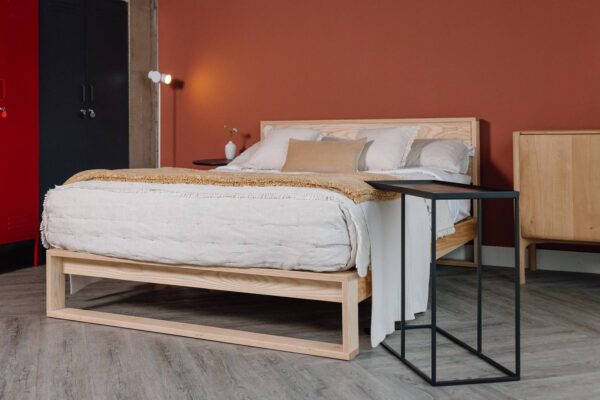 ash Leith bed with ethnicraft table