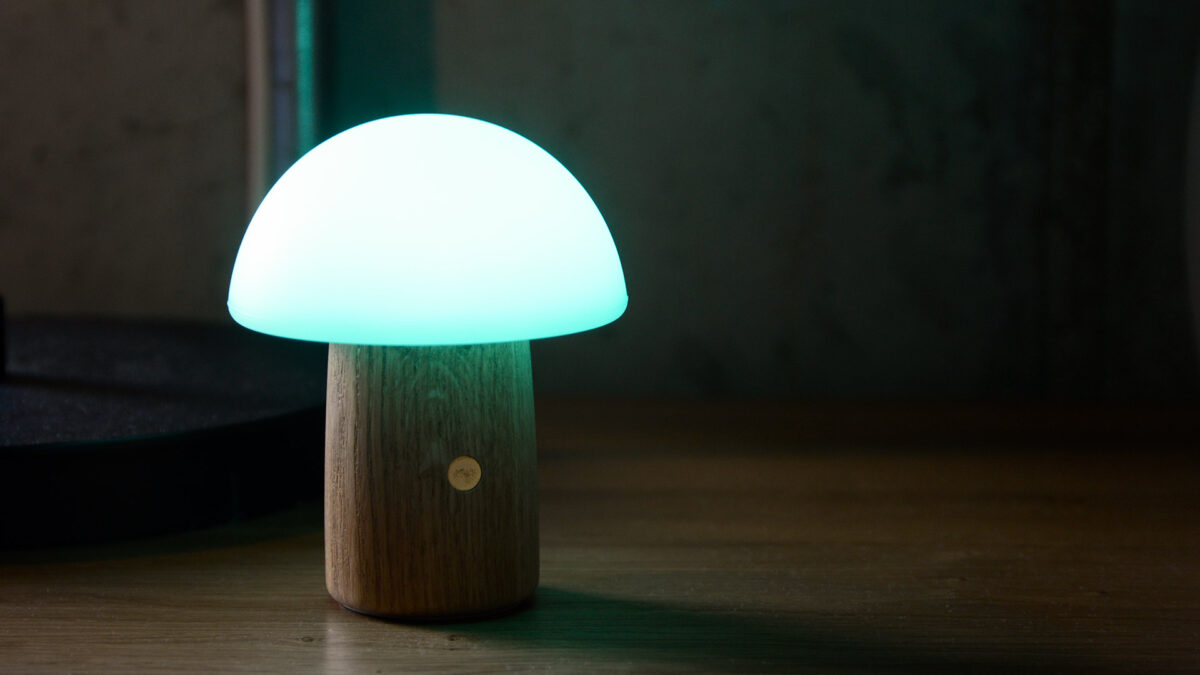 ash base mushroom lamp with ABS diffuser green light