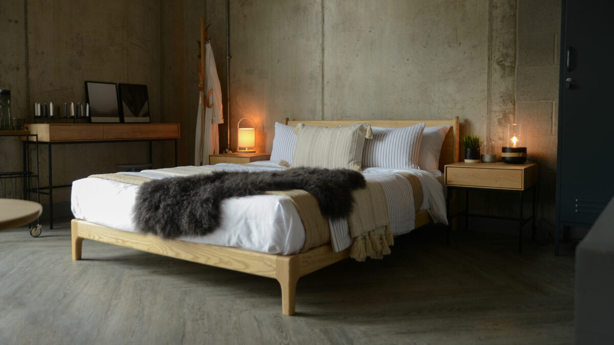 ash carnaby with ivory and taupe bedspread and cushions
