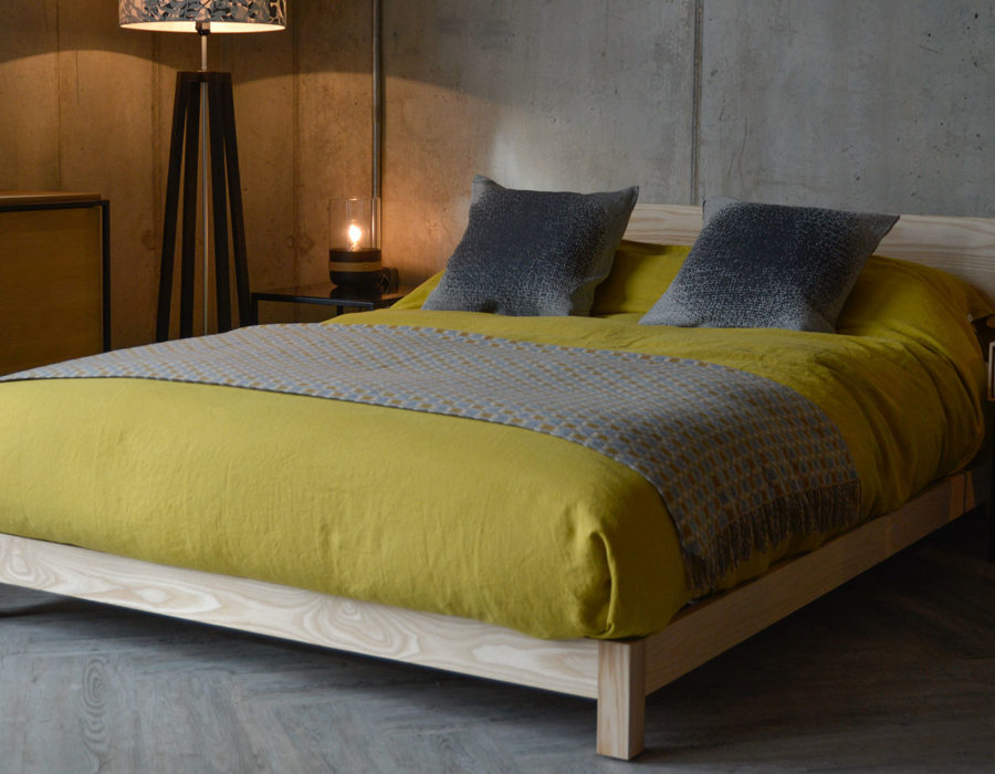 Sonora a contemporary chunky low wooden bed, here in Ash