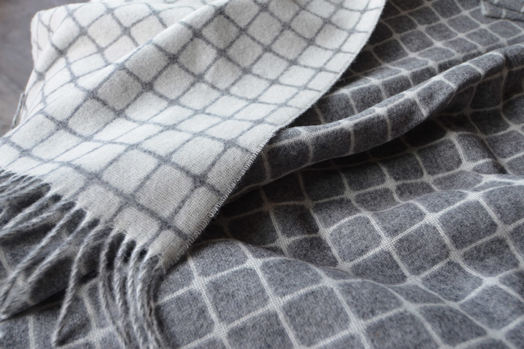 Modern Grey Wool Throw - Athens Pattern