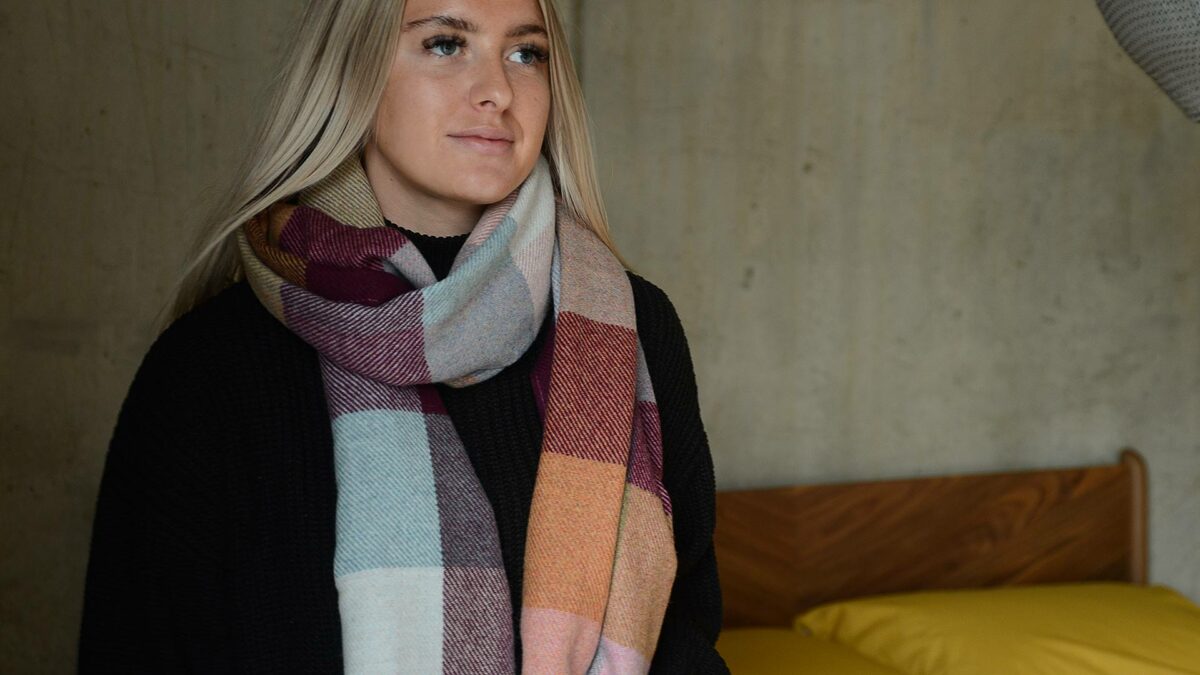 autumn colour black lambswool scarf