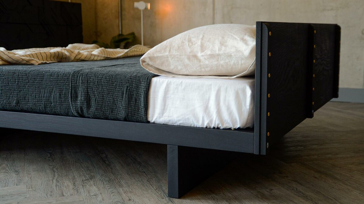 back of headboard view black oil ash kyoto