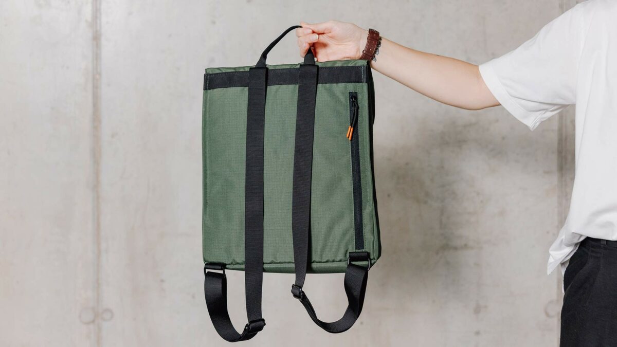 backpack in olive reverse