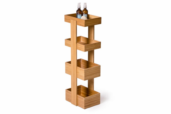 4 tray bathroom or office storage caddy made from Bamboo