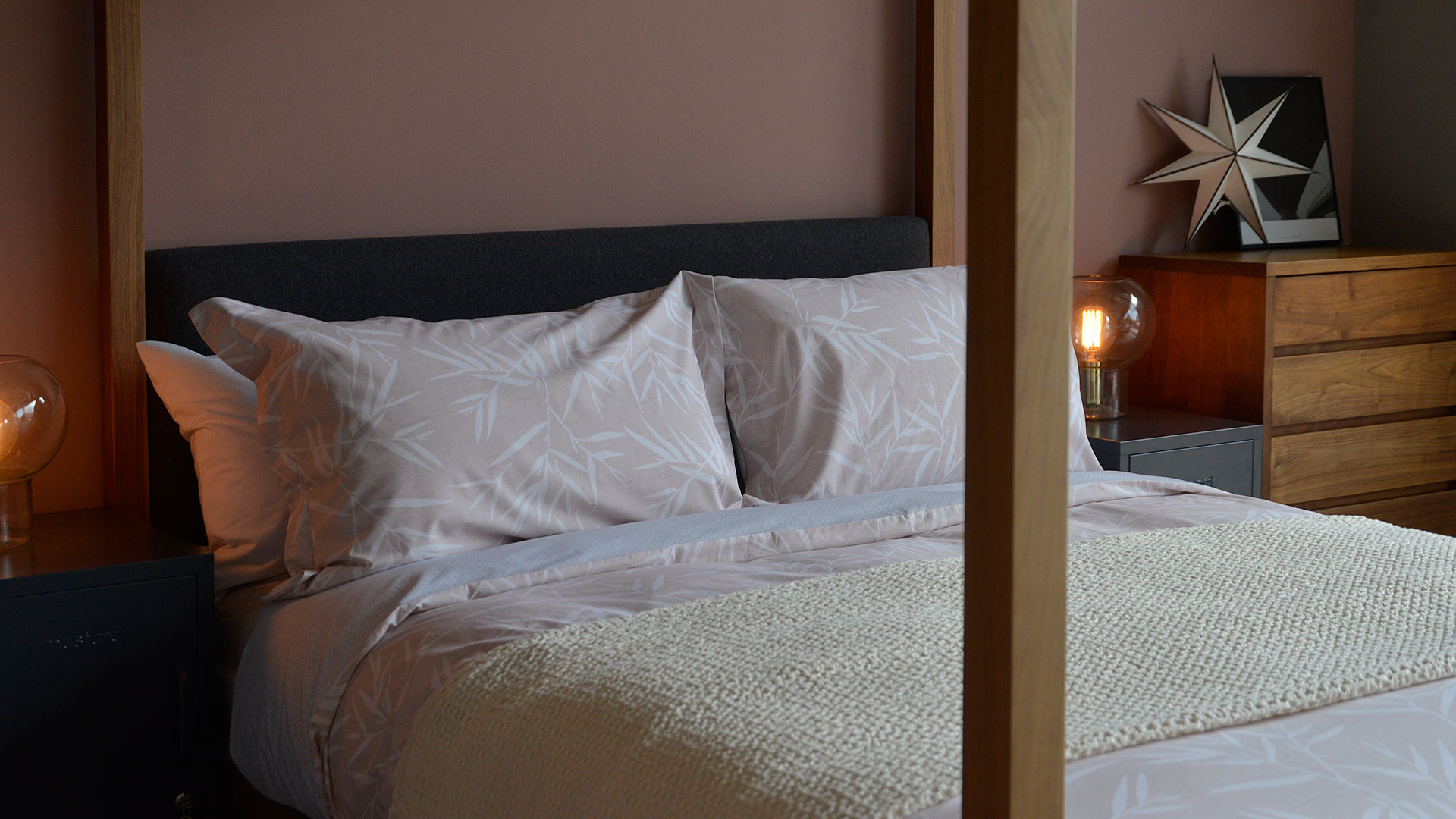 Bamboo Printed Duvet Set Blush Pink Natural Bed Company
