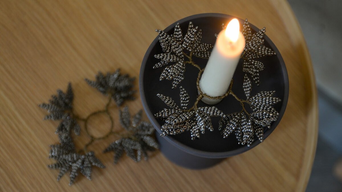 beaded xmas decoration for candles