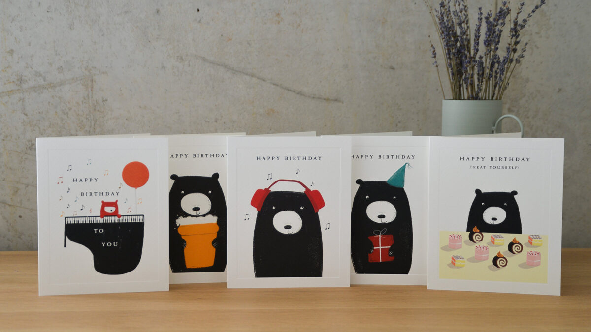 Set of Five Bear Cards