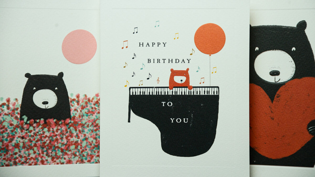 set of cards with bear prints