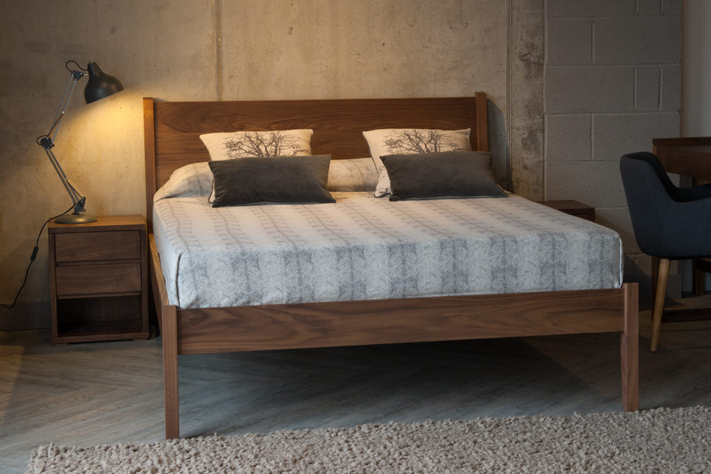 Solid wooden Classic Zanskar Bed shown in Walnut and available to order in a range of wood options.