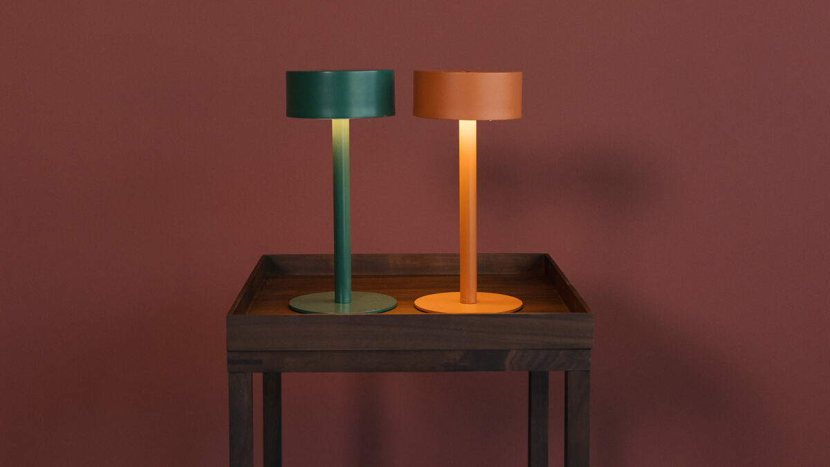 bedside lamps in green or orange
