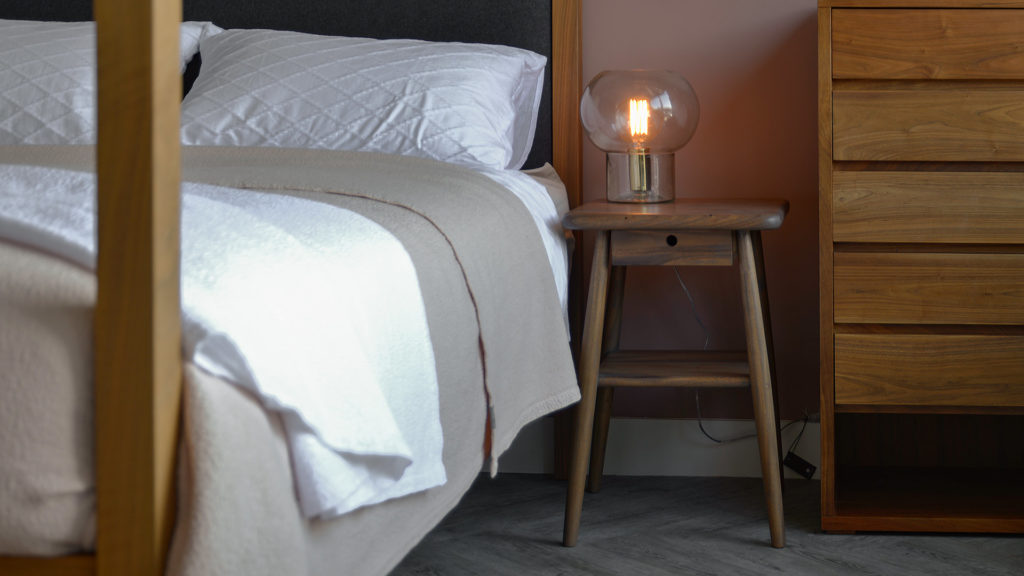 Bedside Table with Drawer and Shelf - mid century look bedside tables