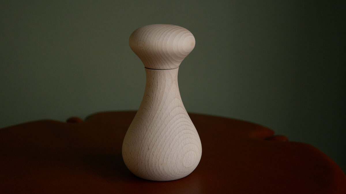 curvy beech wood salt, pepper or spice grinder