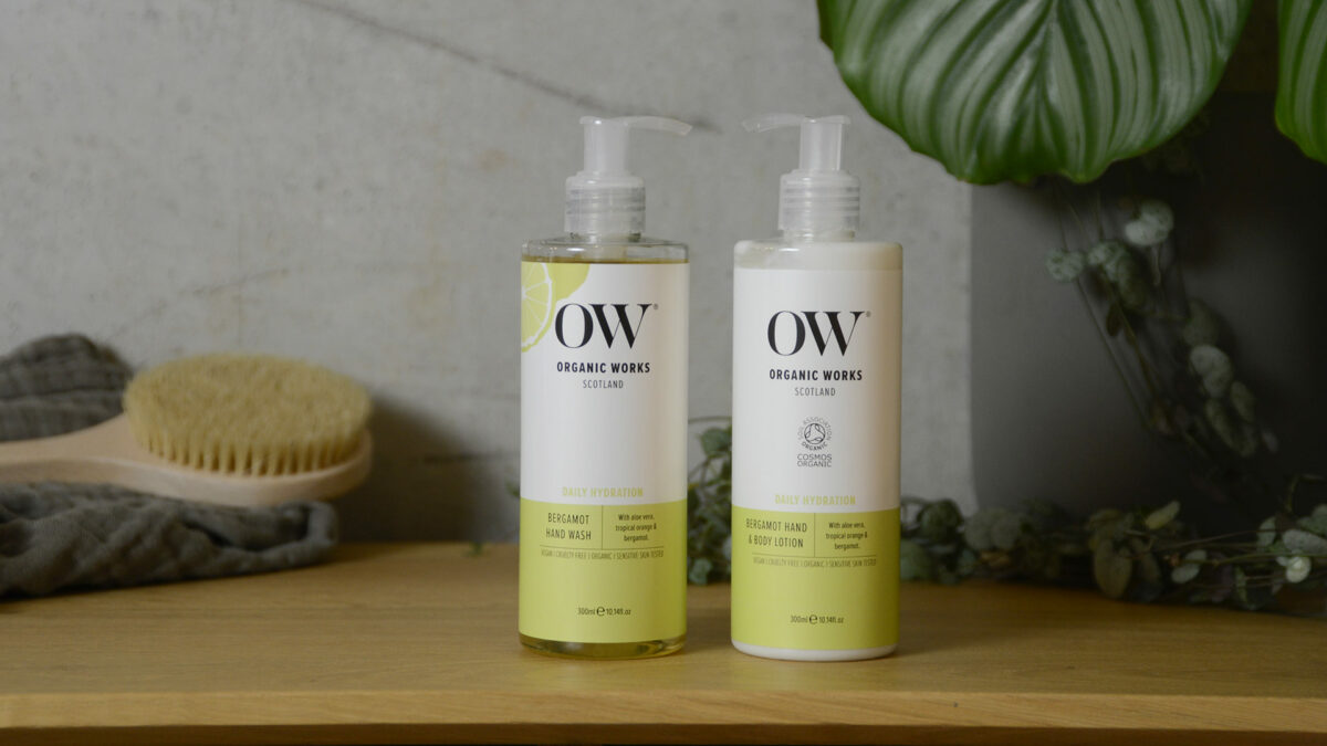 vegan and cruelty free organic hand wash and body lotion with aloe vera, orange and bergamot