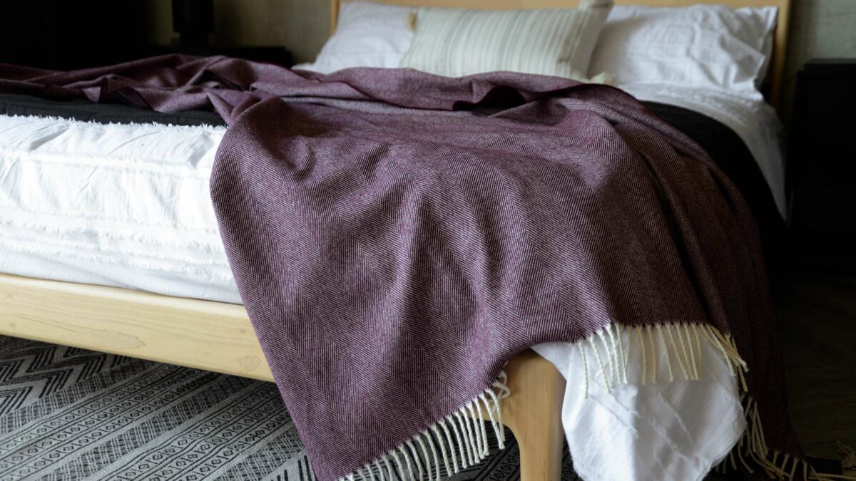 berry colour extra large herringbone throw
