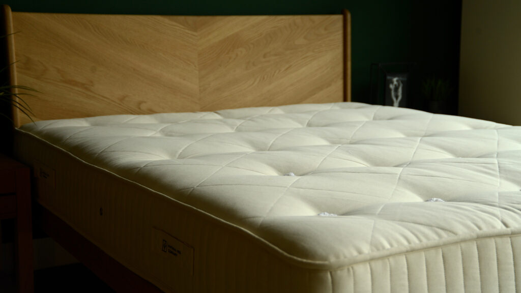 100% natural and biodegradable mattress made from latex and coconut fibres with an outer layer of wool