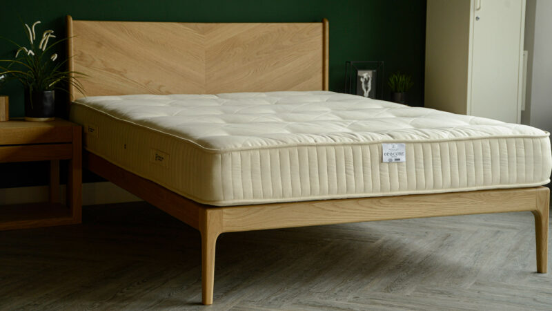 100% natural and biodegradable mattress made from latex and coconut fibres with an outer layer of wool