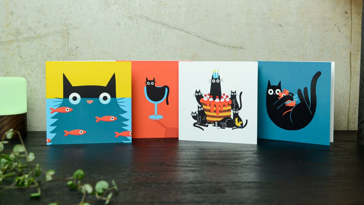birthday card set cat theme