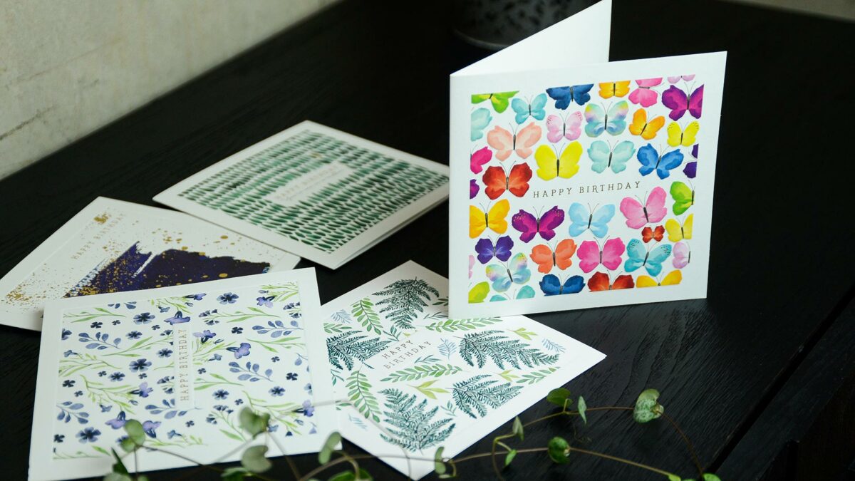 set of nature inspired pretty birthday cards