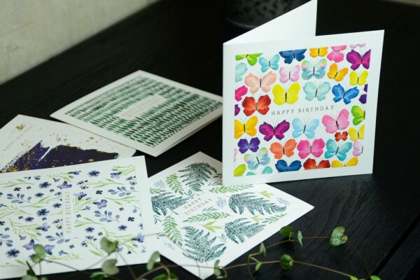 set of nature inspired pretty birthday cards