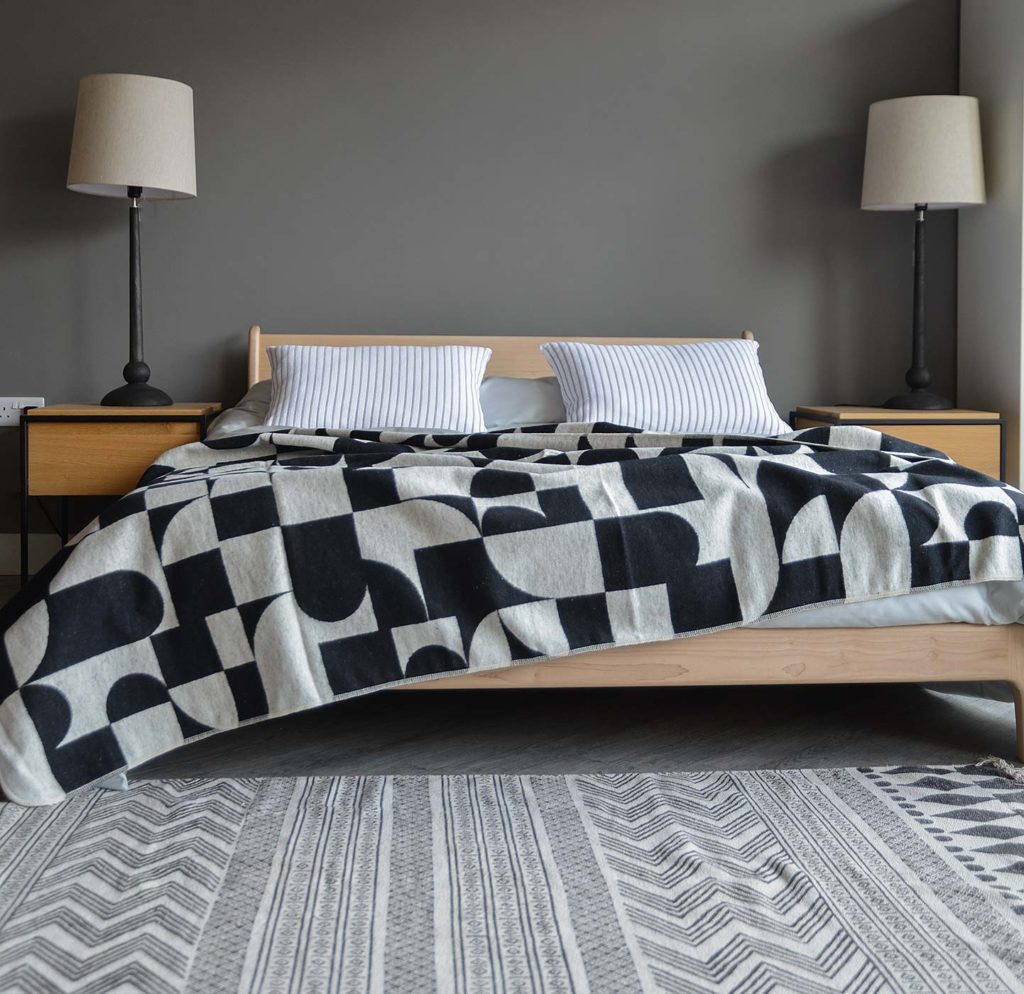 Bauhaus style soft cotton bedspread