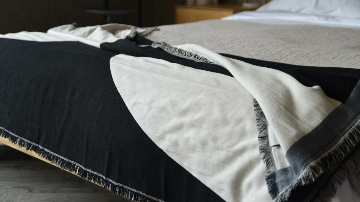 black and ivory cotton blanket