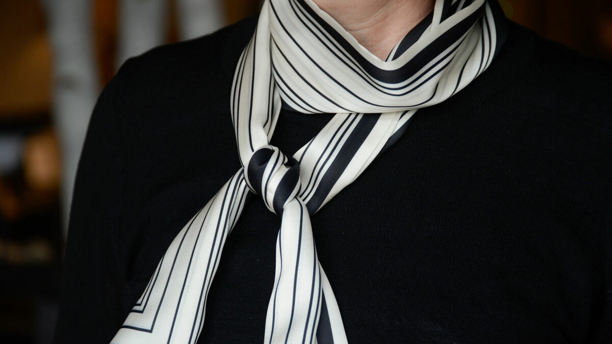 black and ivory silky scarf